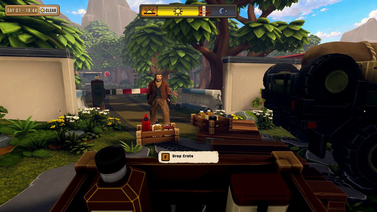 The supplier waits at the checkpoint with fresh crates.
